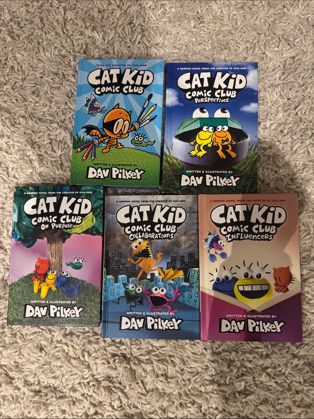 Cat Kid Comic Club Hardcover Book Set of 5 by Dav Pilkey